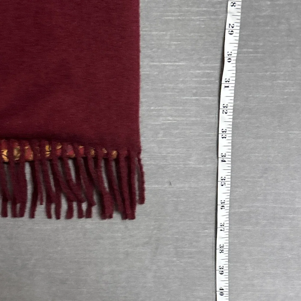 Salvatore Farragamo Silk Cashmere Winter Scarf Mens Red Gold Italy Equestrian